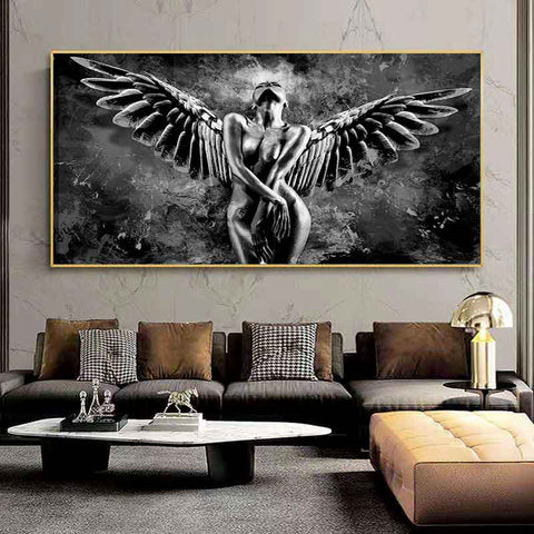 2-guardian-angel-painting-erotic-painting-the-black-and-white-nude-angel-horizontal