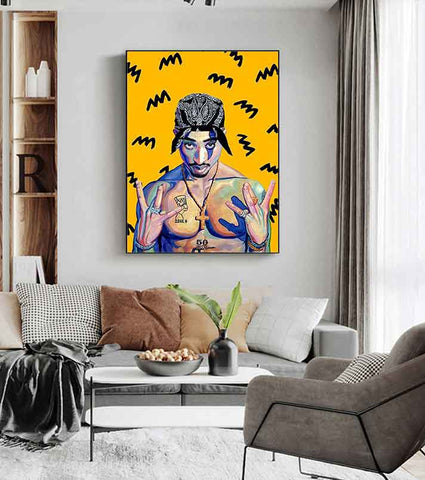 2-2-pac-painting-2pac-wall-art-2pac-in-a-yellow-background