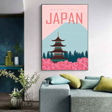 peinture japon - affiche japonaise vintage - mont fuji vintage
