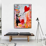 banksy art for sale - posters banksy - the balloon girl orange-red