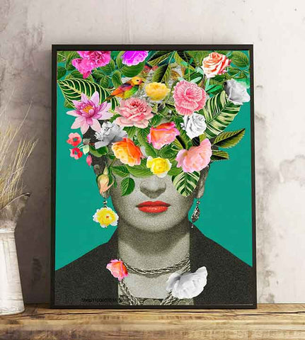 2-frida-kahlo-prints-on-canvas-floral-prints-for-framing-a-bouquet-of-frida-green