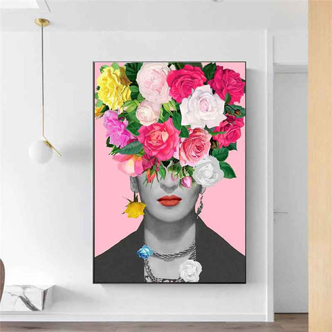 2-frida-kahlo-prints-on-canvas-floral-prints-for-framing-a-bouquet-of-frida-pink