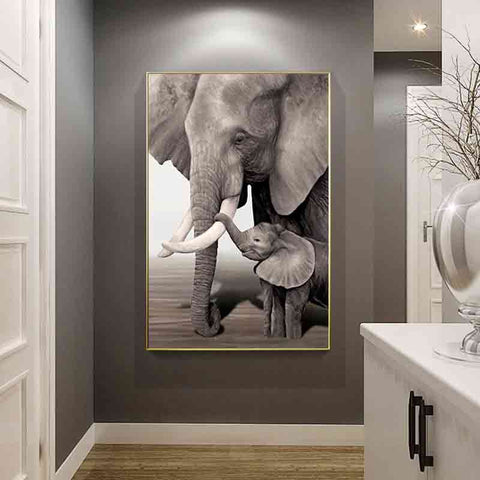2-elephant-canvas-painting-elephant-stock-canvas-love-of-a-mother