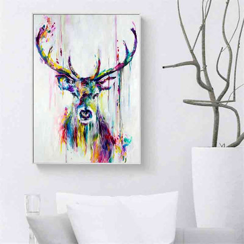 2-Deer-head-painting-stag-canvas-wall-art-deer-graffiti