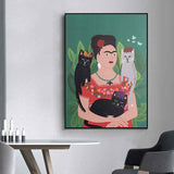 3-frida-kahlo-prints-on-canvas-cat-art-work-frida-and-her-cats
