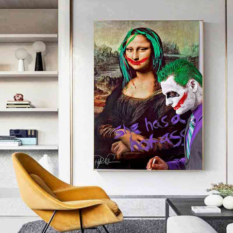 peinture mona lisa - tableau pop culture - Mona et le Joker